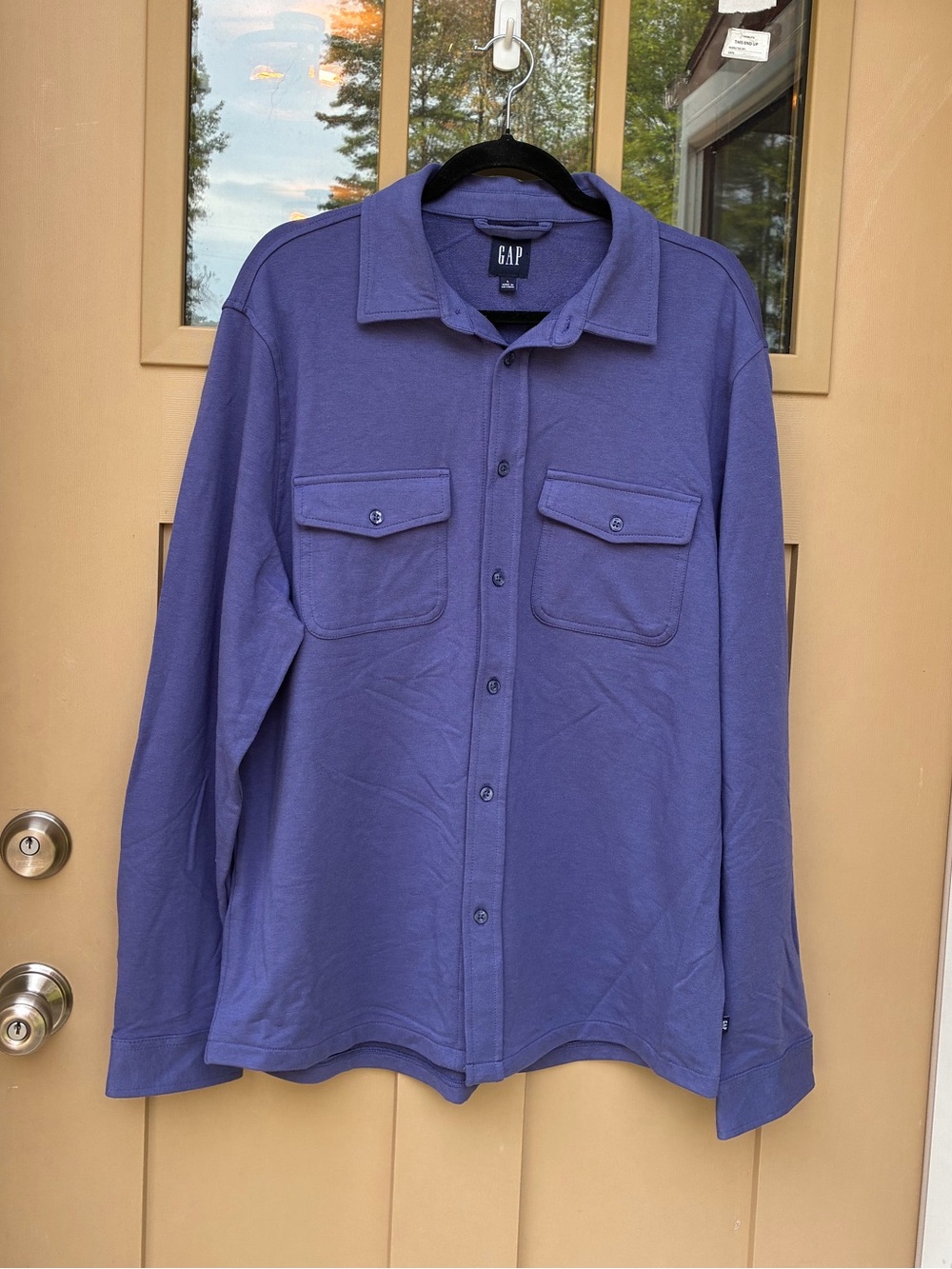GAP Button Front Shirt Purplish Blue Very Soft T-shirt Feel Women's Large